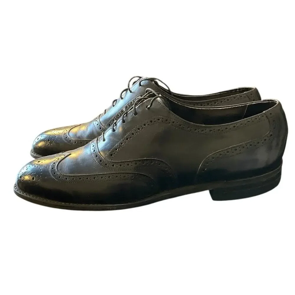 Bostonian Oxford Shoes Mens 12 Black Leather Wingtip Brogue Dress Shoes Made USA